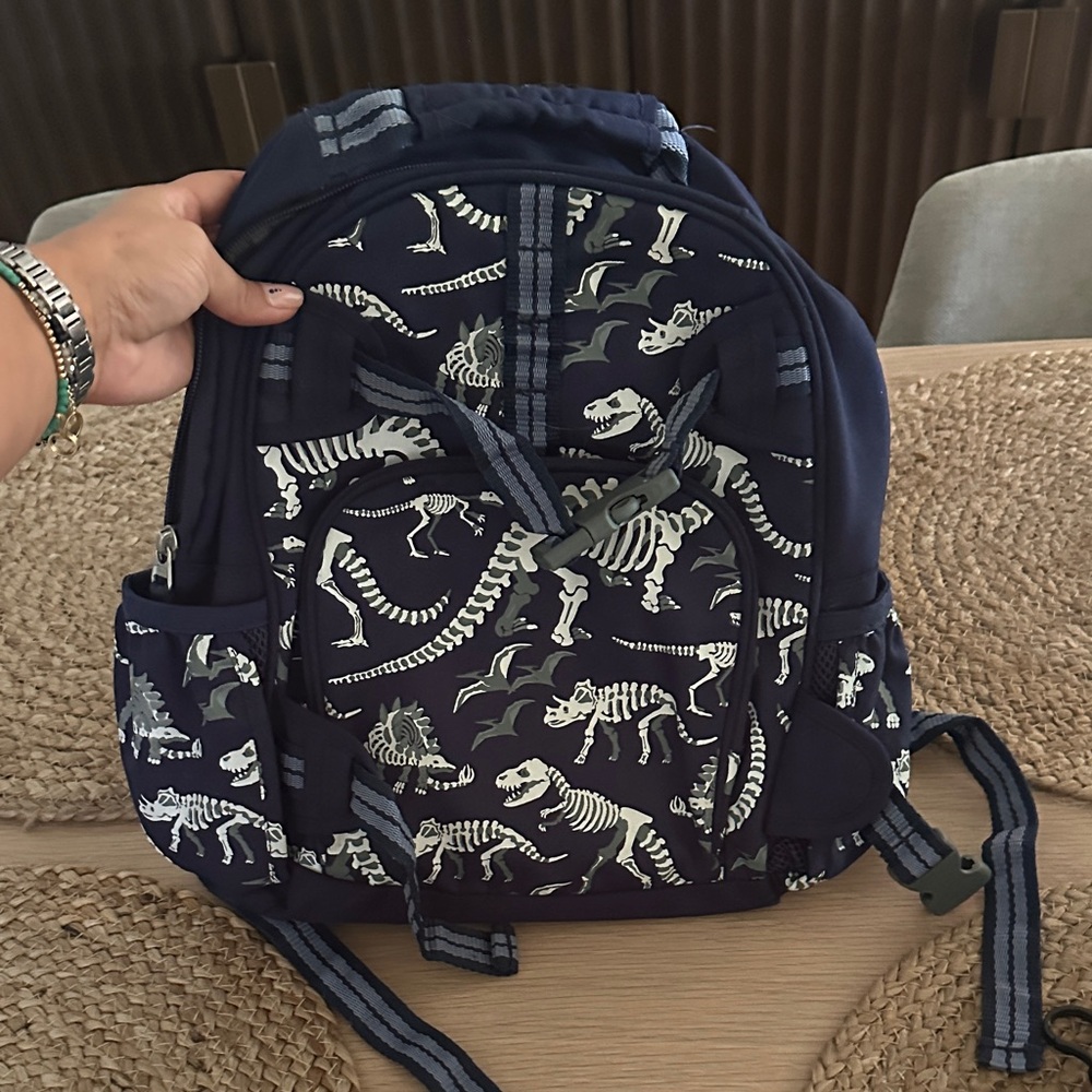 Pottery Barn Kids Blue Dinosaur Skeleton Backpack
